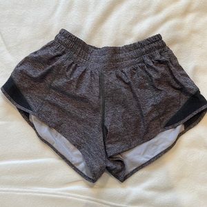 Lululemon Hotty Hott low rise shorts, size 4 heather grey